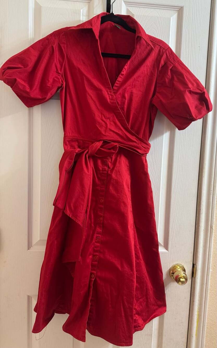 Red Wrap Shirt Dress